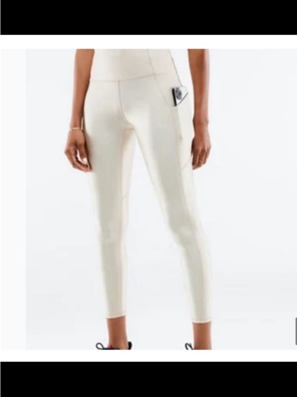 NWT Fabletics Oasis Shine High-Waisted Pocket 7/8 Cream Leggings - Medium
